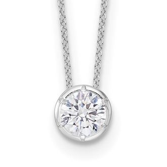 Diamond2Deal 14k White Gold 1 Ct Lab Grown Diamond Solitaire Slide Pendant Necklace 18