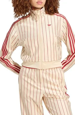 adidas Originals Pinstriped Track Jacket in Warm Vanilla/team Victory Red at Nordstrom, Size X-Small