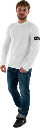 Calvin Klein Jeans Men Long-Sleeve T-Shirt Badge Waffle LS Basic, White (Bright White), L