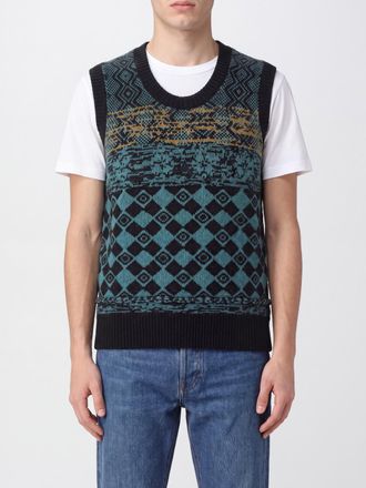 Dries Van Noten Wool Knit Vest with Abstract Jacquard Crewneck Pattern