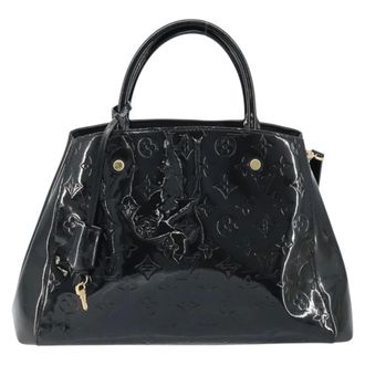 Louis Vuitton Montaigne Monogram Vernis Black Patent_Leather Handbag (Pre-Owned)