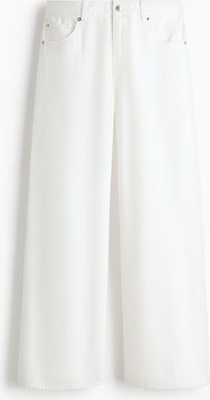 H&M Wide Regular Waist Jeans - Cremefarben