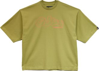 Cult of Individuality Cults Oversized Heavyweight Boxy Fit Short Sleeve Crew Neck Tee Cult Stacked in Green Oasis