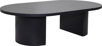 Oviala Mesa de centro moderna ovalada de 120 cm con efecto madera negra