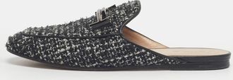 Tod's Tods Black Tweed Double T Flat Mules