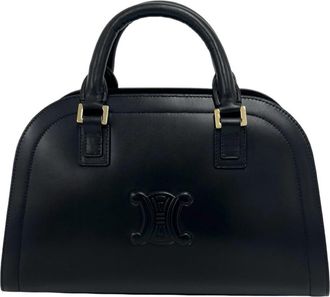 Celine Black Leather Boston Bag Handbag Tote Bag (Pre-Owned)