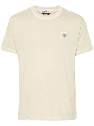 Stone Island Katoenen T-shirt met Compass-logopatch - Beige
