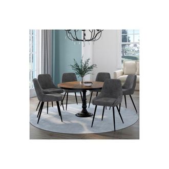 IDMarket Idmarket - Lote De 6 Sillas Thalya De Terciopelo Gris Oscuro Con Reposabrazos