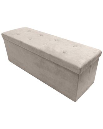 Sorbus Foldable Beige Suede Storage Bench