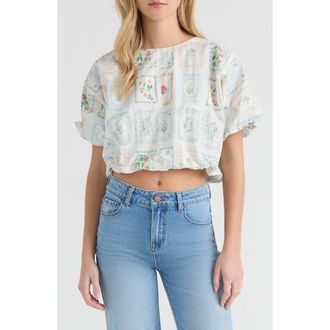 Hunter Print Crop Bubble Top in Flower Stamp Print at Nordstrom Rack, Size X-Small