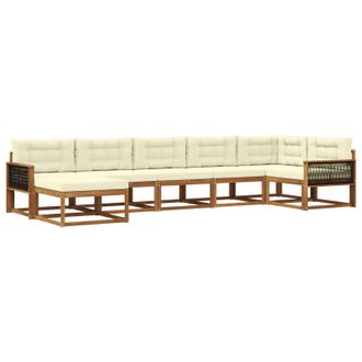 vidaXL Conjunto De Sof&aacute;s De Exterior Con Coj&iacute;n 7 Pcs Natural Y Crema Vidaxl