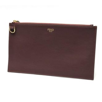Fendi Bordeaux Leather Clutch Bag (Pre-Owned)