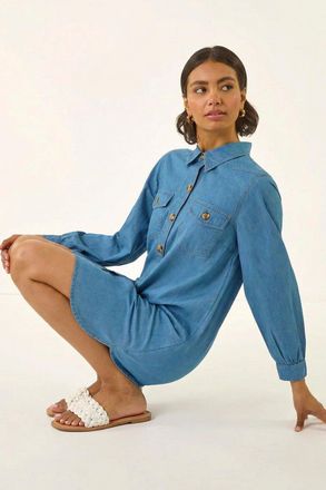 Roman Denim Button Through Shirt Dress