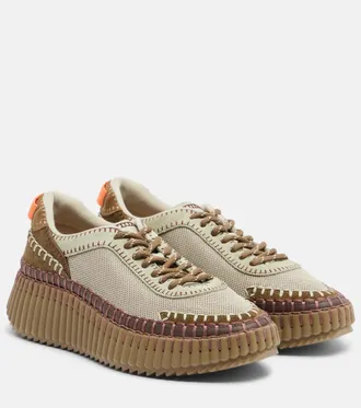Chlo&eacute; Chlo&eacute; Zapatillas con plataforma Nama con piel y ante