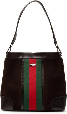 Gucci Pre-owned Shoulder Bags, female, Brown, Size: ONE SIZE Pre-owned Striped Shoulder Bag