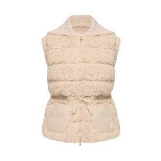 Moncler Quilted Vest - female - Moncler - Waistcoats - Beige - M - Jackets