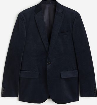 H&M Samtblazer in Slim Fit - Blue