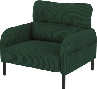 STILVORA Sill&oacute;n 1 Plaza Con Bolsillo Lateral, Asiento Profundo Y Respaldo Ergon&oacute;mico, Estructura De Metal En Pana Esmeralda