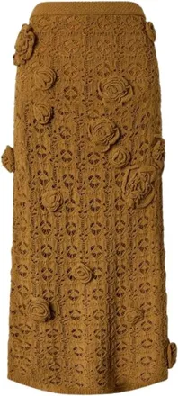 Pinko Pinko, Rokken, Dames, Bruin, S, Katoen, Rose Crochet Rok