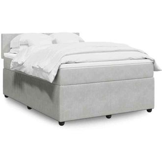 vidaXL Vidaxl - Cama Box Spring Con Colch&oacute;n Terciopelo Gris Claro 140x190 Cm