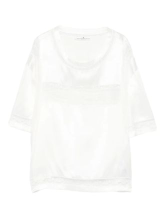 Ermanno Scervino lace-trimmed silk top - White