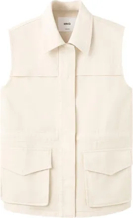 Mango Oversize Denim Vest in Ecru at Nordstrom, Size Medium