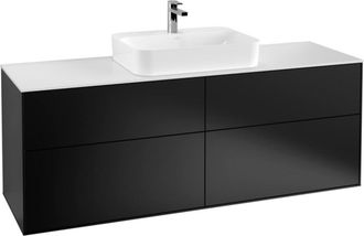 Villeroy & Boch Finion, Mueble Bajo Lavabo, 1600 X 603 X 501 Mm, Angular, Modelo Suspendido, En Madera, Lavabo En El Medio, Lacado Negro Mate
