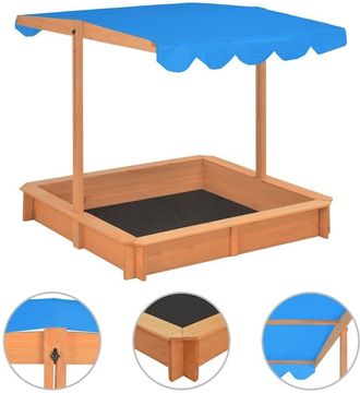 vidaXL Vidaxl - Arenero Con Techo Ajustable De Madera De Abeto 115x115x115 Cm