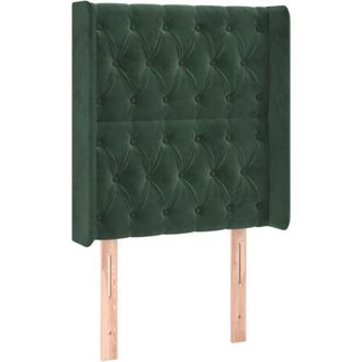 vidaXL Cabecero Con Orejas De Terciopelo Verde Oscuro 83x16x118/128 Cm Vidaxl