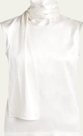 Bottega Veneta Scarf-Neck Satin Sleeveless Top