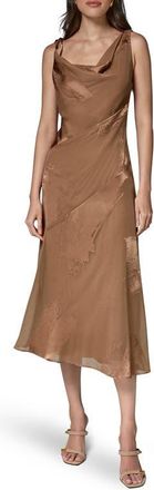 DKNY Satin Burnout Cocktail Dress in Camel at Nordstrom, Size 12