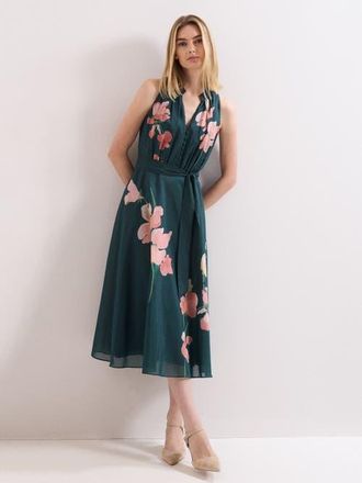 Phase Eight Lucinda Tie Waist Midi Dress in Teal at Nordstrom, Size 10
