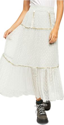 Free People Womens Gray Embellished Textured Maxi Peasant Skirt Blue Size 2