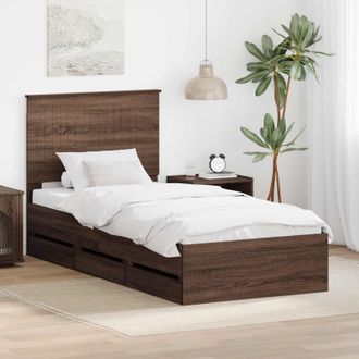 vidaXL Estructura De Cama Roble Marr&oacute;n 90 X 190 Cm Madera Ingenieril Vidaxl