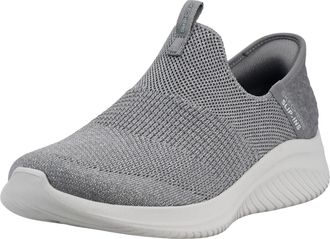 Skechers Womens Hands Free Slip Ins Ultra Flex 3.0 Smooth Step Sneaker, Light Grey, 7.5 Wide