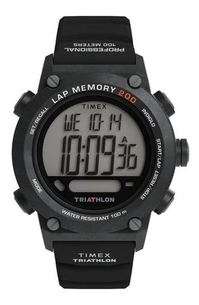 Timex Triathalon Digital 200-Lap Silicone Strap Watch, 44mm at Nordstrom
