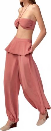 Adriana Degreas Solid Peplum Maxi Pants In Vintage Rose