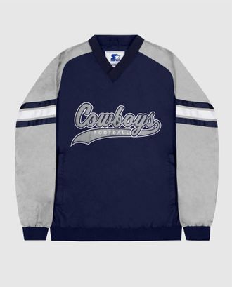 Starter Mens Dallas Cowboys Nylon Pullover Starter Windbreaker Jacket In Navy