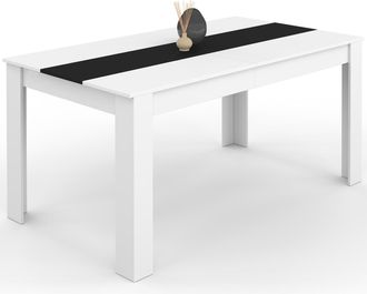 IDMarket Georgia Mesa De Comedor Blanca Y Negra Para 8 160 X 90 Cm