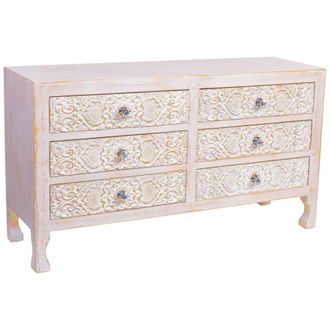 Wanderlust Deco Comoda de madera de 6 cajones 91x28,5x51,5