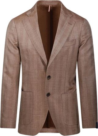 Santaniello Blazer met opgestikte zak en twee knopen - Bruin