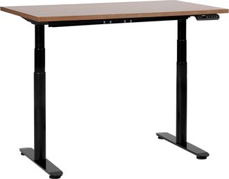 Beliani Beliani - Escritorio De Altura Regulable El&eacute;ctrico Dise&ntilde;o Moderno Patas Redondas 120 X 72 Cm Tablero Madera Oscura Soporte De Acero Negro Destinas