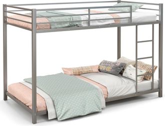 Costway Metal Bunk Bed Low Profile Single Over Single Bunk Beds w/Ladder-Sliver