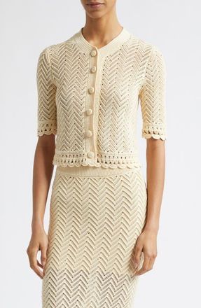 A.L.C. Simon Short Sleeve Cardigan in Butter at Nordstrom, Size X-Small