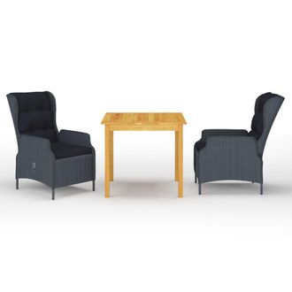 vidaXL Juego De Comedor Para Jard&iacute;n 3 Piezas Gris Oscuro Vidaxl