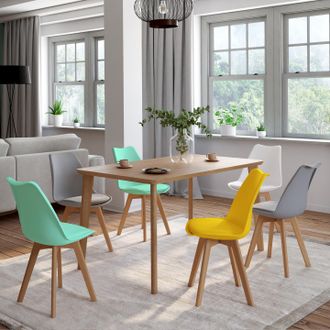 IDMarket Idmarket - Lote De 6 Sillas Escandinavas Sara Mezcla Colores Pastel Amarillo, Blanco, Gris Claro X2, Verde Menta X2