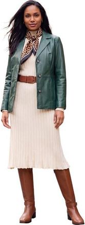 Jessica London Leather Blazer in Emerald Green at Nordstrom, Size 28