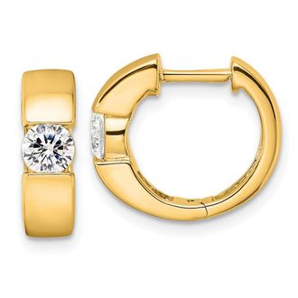 Diamond2Deal 14k Gold 0.60 ct Lab Grown Diamond Hinged Hoop Earrings VS Clarity, D-E Color