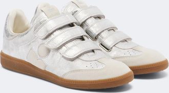 Isabel Marant Beth suede-trimmed metallic leather sneakers