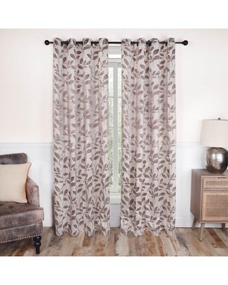 Superior 52X120 Leaves Modern Bohemian Blackout 2Pc Curtain Panel Set